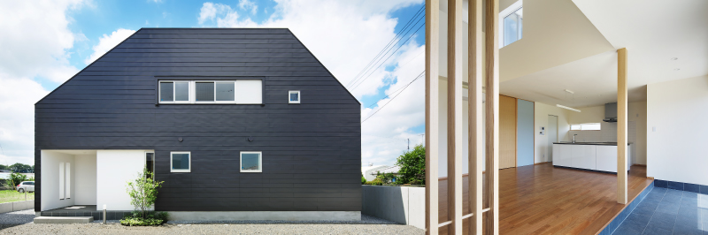 平屋風２階建ての住まい